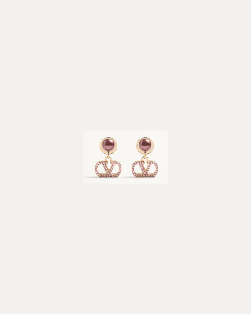 Valentino Garavani Orecchini VLogo Signature In Metallo, Perle E Cristalli Swarovski Donna ORO/ROSA Oro