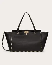 Valentino Garavani BORSA MEDIA ROCKSTUD IN VITELLO GRANATO Donna NERO Nero