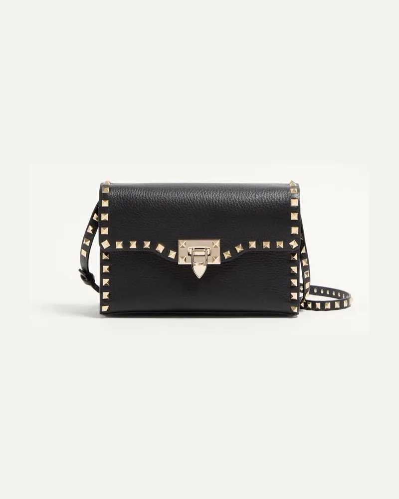 Valentino Garavani Borsa Piccola A Tracolla Rockstud In Vitello Granato Donna NERO Nero