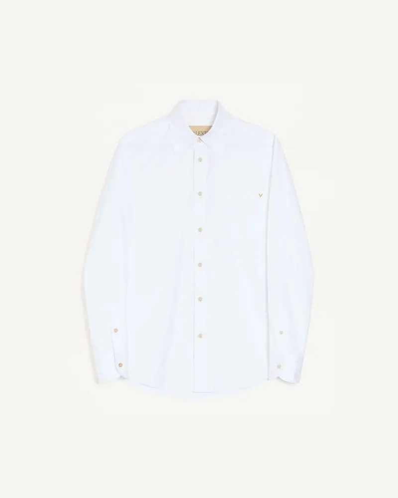 Valentino Garavani Camicia Valentino in oxford di cotone leggero con VGold Uomo BIANCO Bianco