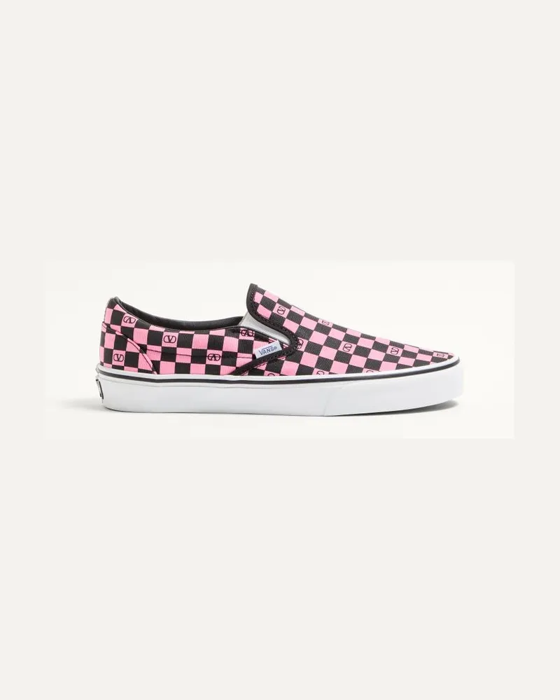 Valentino Garavani Sneaker Slip-On Valentino Garavani And Vans In Tessuto Con Stampa Vlogo Checkerboard Uomo PINK ORCHID/NERO Pink