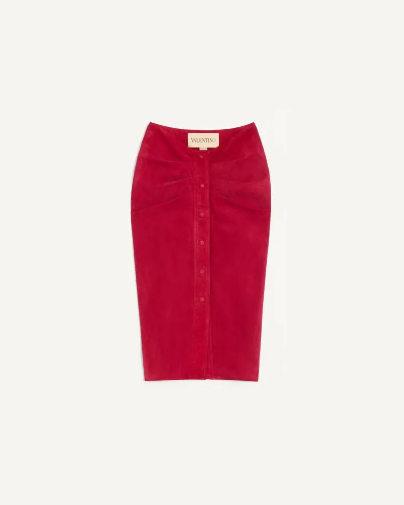 Valentino Garavani Gonna In Pelle Scamosciata Donna ROSSO CILIEGIA Rosso