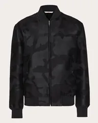 Valentino Garavani BOMBER IN MISTO COTONE CON MOTIVO CAMOUNOIR ALL OVER Uomo NERO Nero