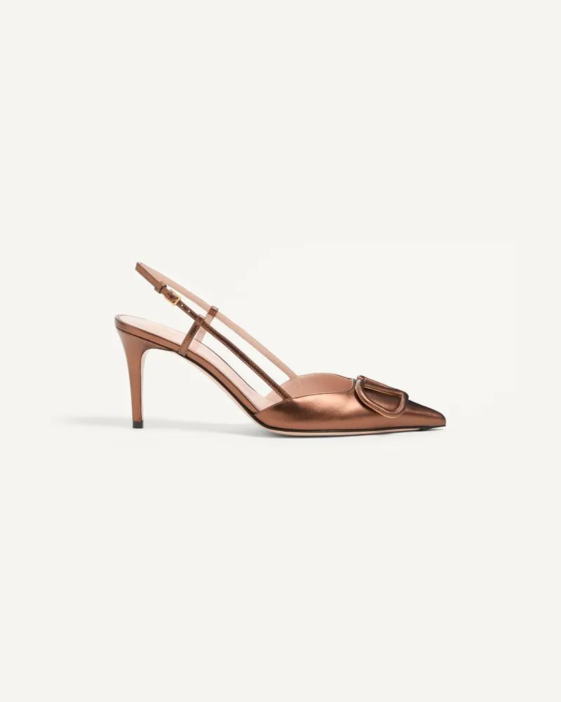 Valentino Garavani Décolleté Slingback Vlogo Signature In Nappa Laminata 80Mm Donna BRONZE Bronze