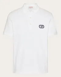 Valentino Garavani POLO IN PIQUET DI COTONE CON PATCH VLOGO SIGNATURE Uomo BIANCO Bianco