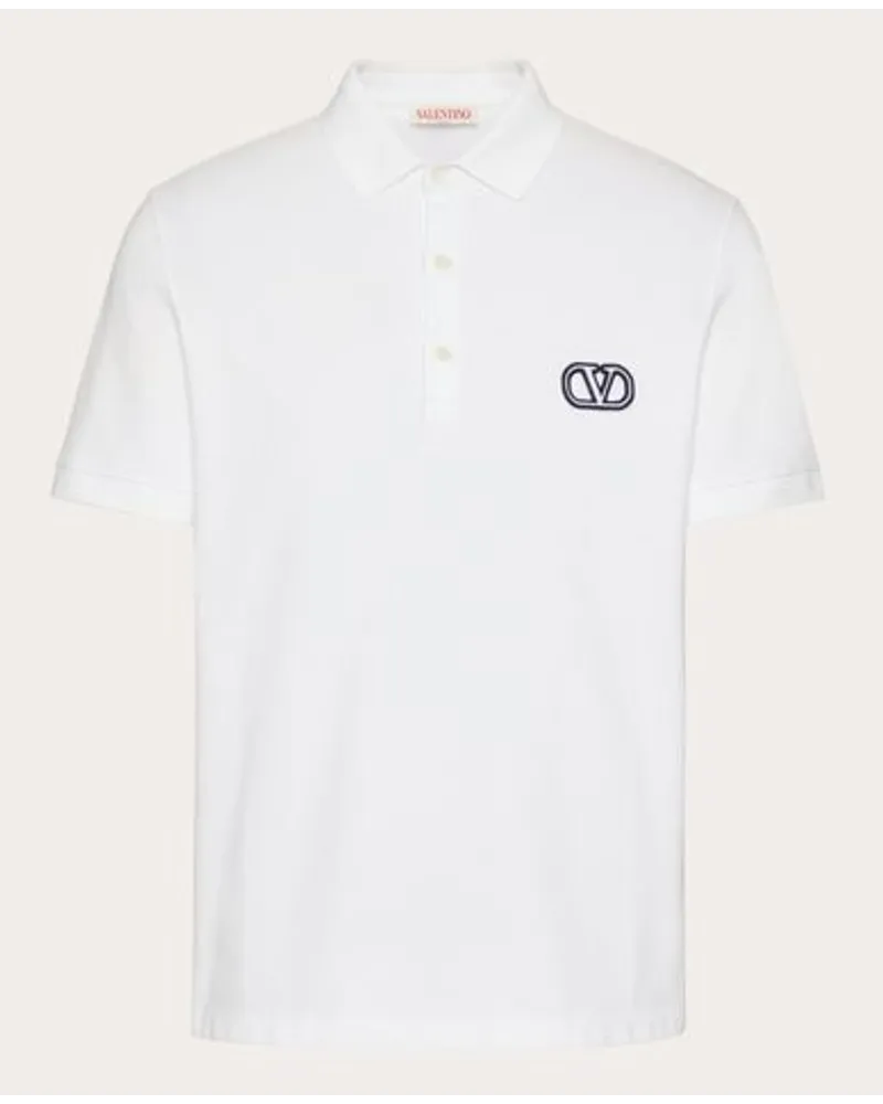 Valentino Garavani POLO IN PIQUET DI COTONE CON PATCH VLOGO SIGNATURE Uomo BIANCO Bianco