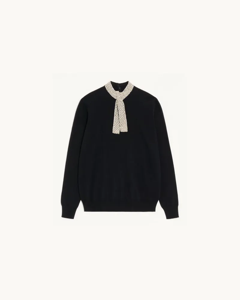 Valentino Garavani Maglia In Lana Ricamata Donna NERO Nero
