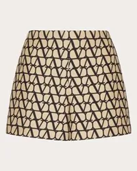 Valentino Garavani SHORTS IN CREPE COUTURE TOILE ICONOGRAPHE Donna BEIGE/NERO Beige