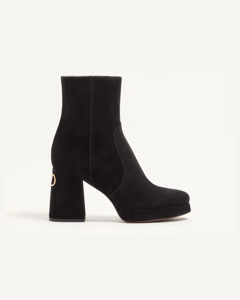 Valentino Garavani Stivaletto Con Plateau Fawcette In Crosta 90Mm Donna NERO Nero