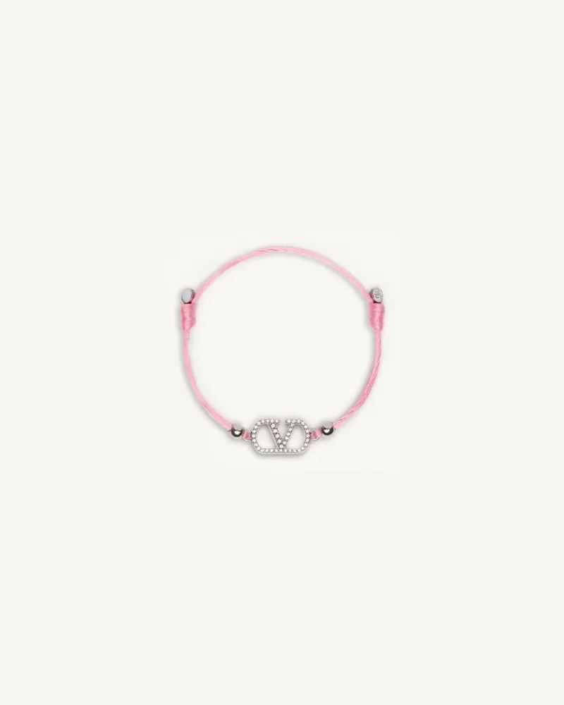 Valentino Garavani Bracciale VLogo Signature Valentino In Cotone Donna ROSA/CRYSTAL Rosa