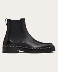 Valentino Garavani STIVALETTO ROCKSTUD M-WAY IN VITELLO Uomo NERO Nero