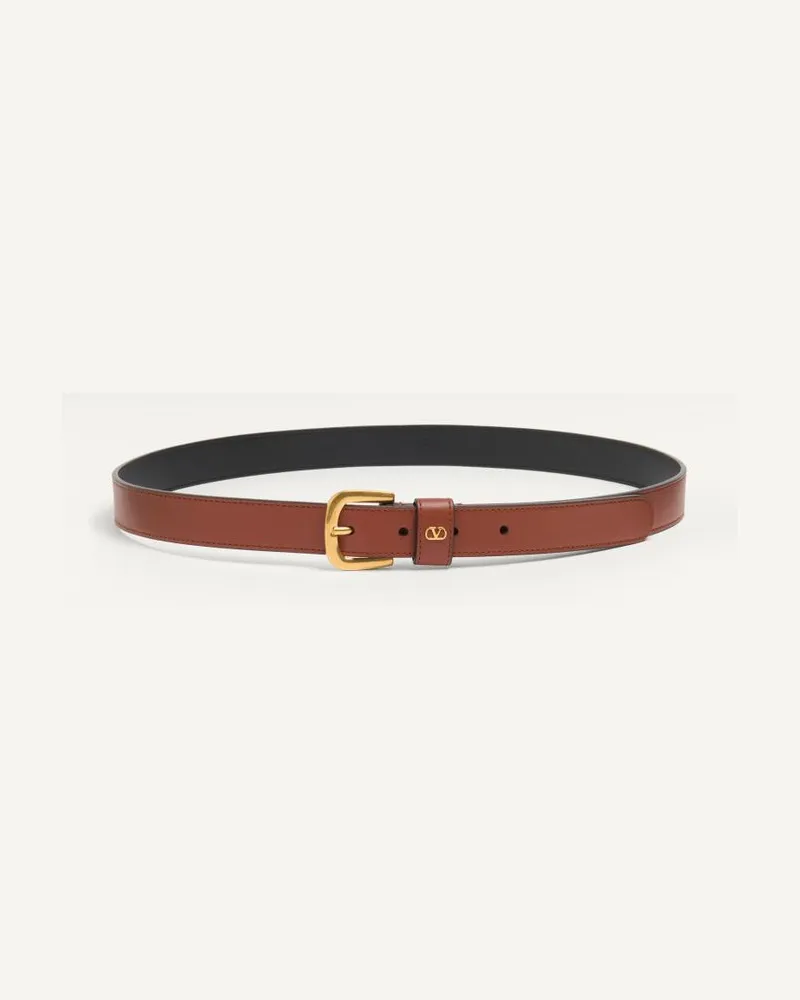 Valentino Garavani Cintura VLogo Signature In Vitello Lucido 25 Mm Uomo DEEP CARAMEL Deep