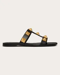 Valentino Garavani SANDALO SLIDE BASSO ROMAN STUD IN VITELLO Donna NERO Nero