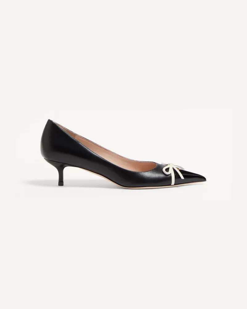 Valentino Garavani Décolleté Bepointy In Vernice E Capretto 45Mm Donna NERO/AVORIO Nero