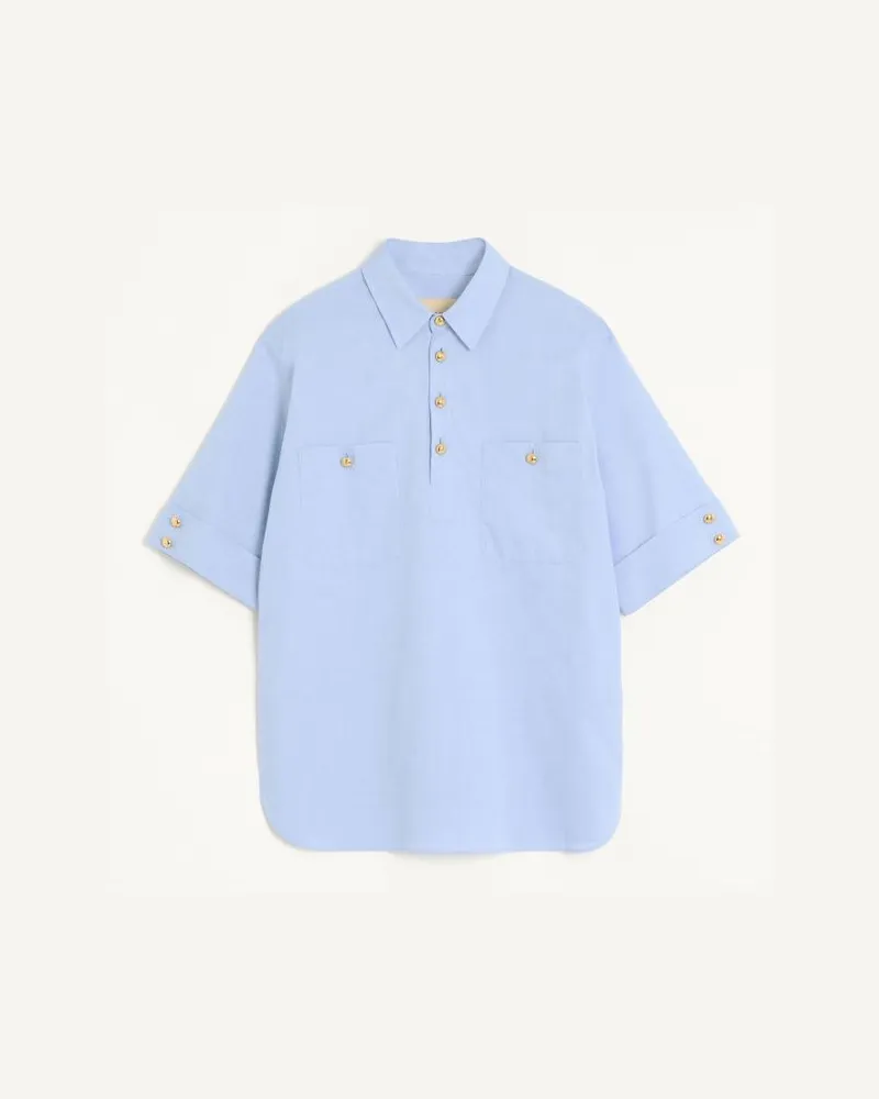 Valentino Garavani Polo In Cotone Oxford Uomo AZZURRO Azzurro