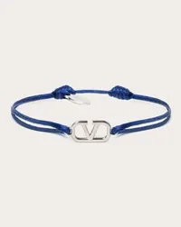 Valentino Garavani BRACCIALE VLOGO SIGNATURE IN COTONE Uomo BLU Blu