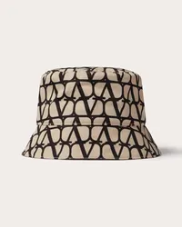 Valentino Garavani CAPPELLO BUCKET TOILE ICONOGRAPHE IN NYLON Uomo BEIGE/NERO Beige