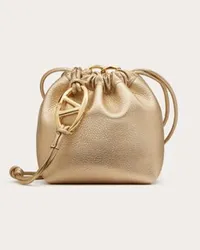 Valentino Garavani MINI BORSA A SACCHETTO VLOGO POUF IN PELLE METALLIZZATA Donna ORO Oro