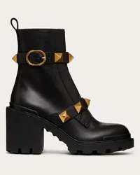 Valentino Garavani COMBAT BOOT ROMAN STUD IN VITELLO 85MM Donna NERO Nero