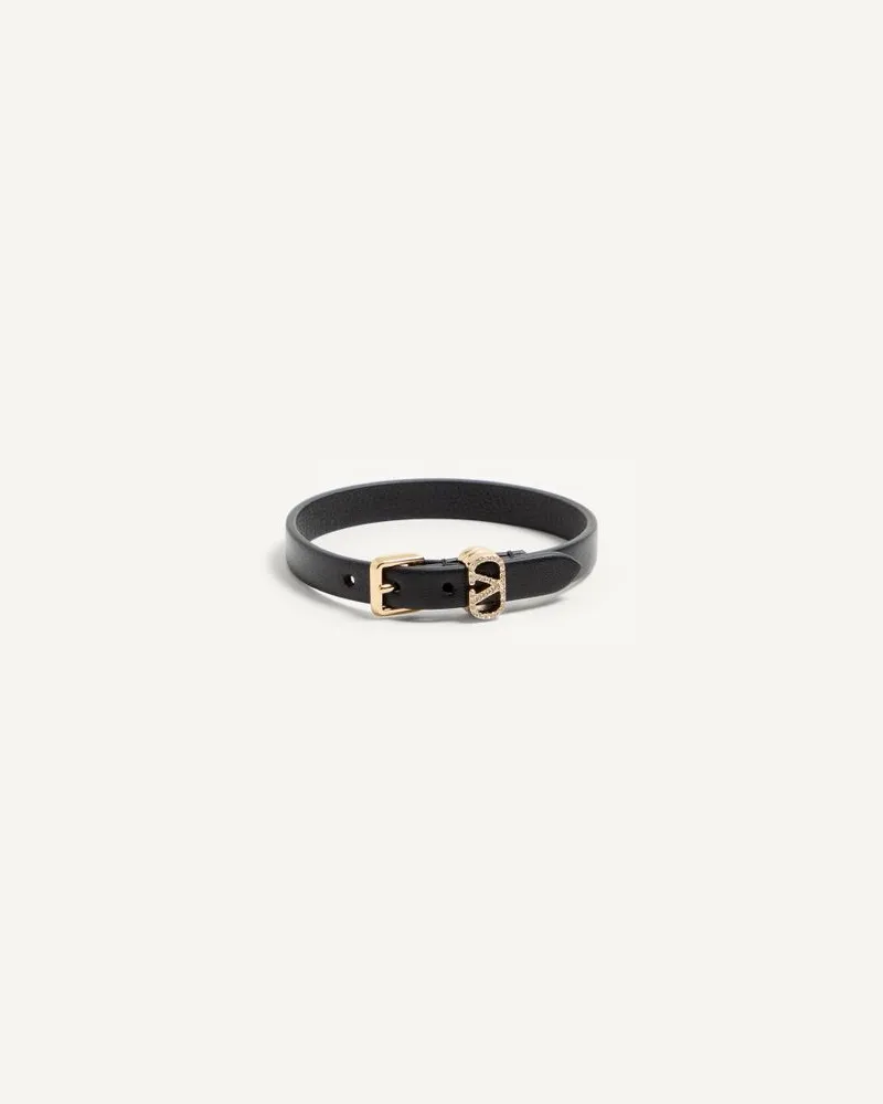 Valentino Garavani Bracciale Ovalette Valentino Garavani In Pelle E Cristalli Swarovski Donna NERO Nero