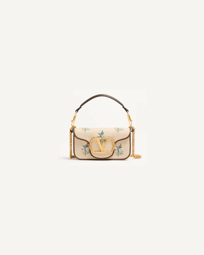 Valentino Garavani Borsa A Spalla Piccola Valentino Garavani Locò In Lino Con Ricamo Donna NATURALE/MULTICOLOR UNI 
