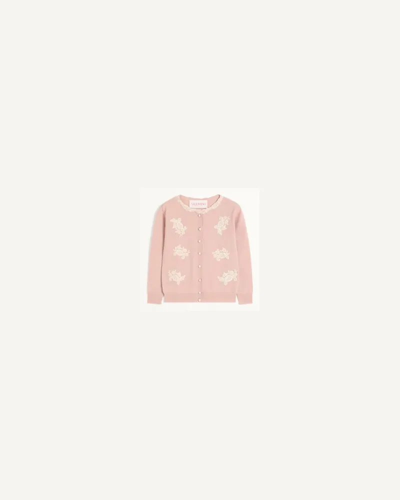 Valentino Garavani Cardigan Ricamato Con Inserti In Pizzo Donna ROSE MIST/AVORIO M 