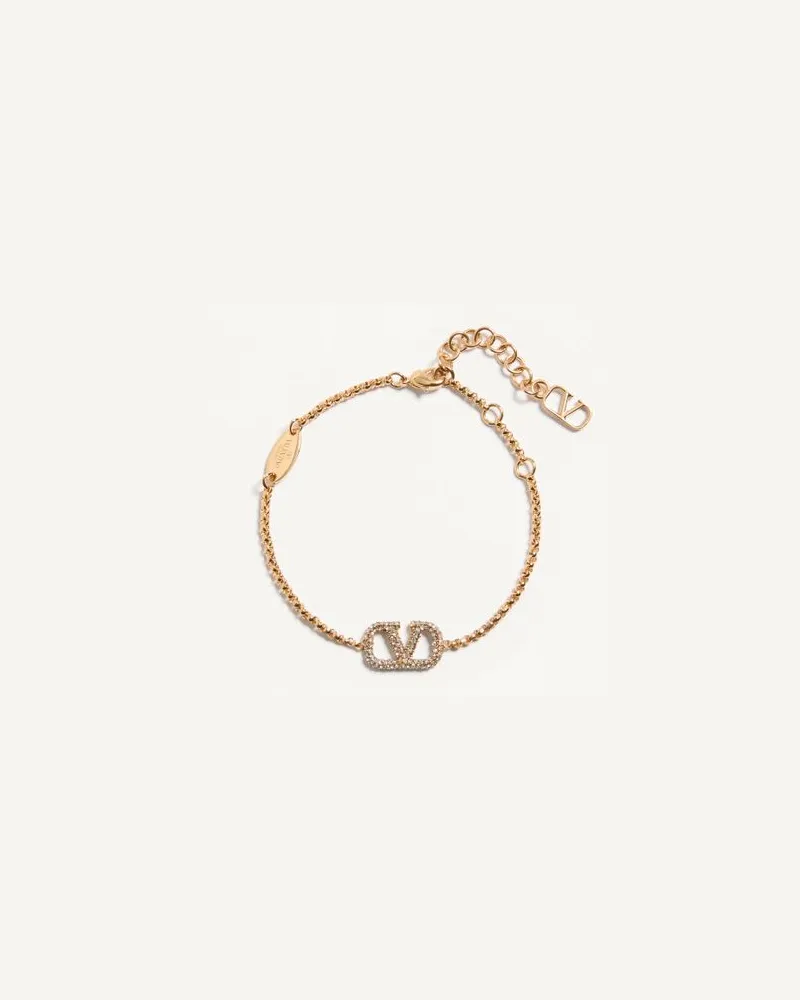 Valentino Garavani Bracciale VLogo Signature In Metallo E Cristalli Swarovski Donna ORO Oro
