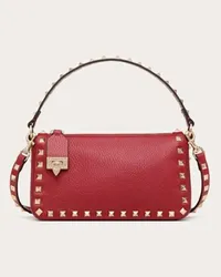 Valentino Garavani BORSA PICCOLA A TRACOLLA ROCKSTUD IN VITELLO GRANATO Donna ROSSO V Rosso