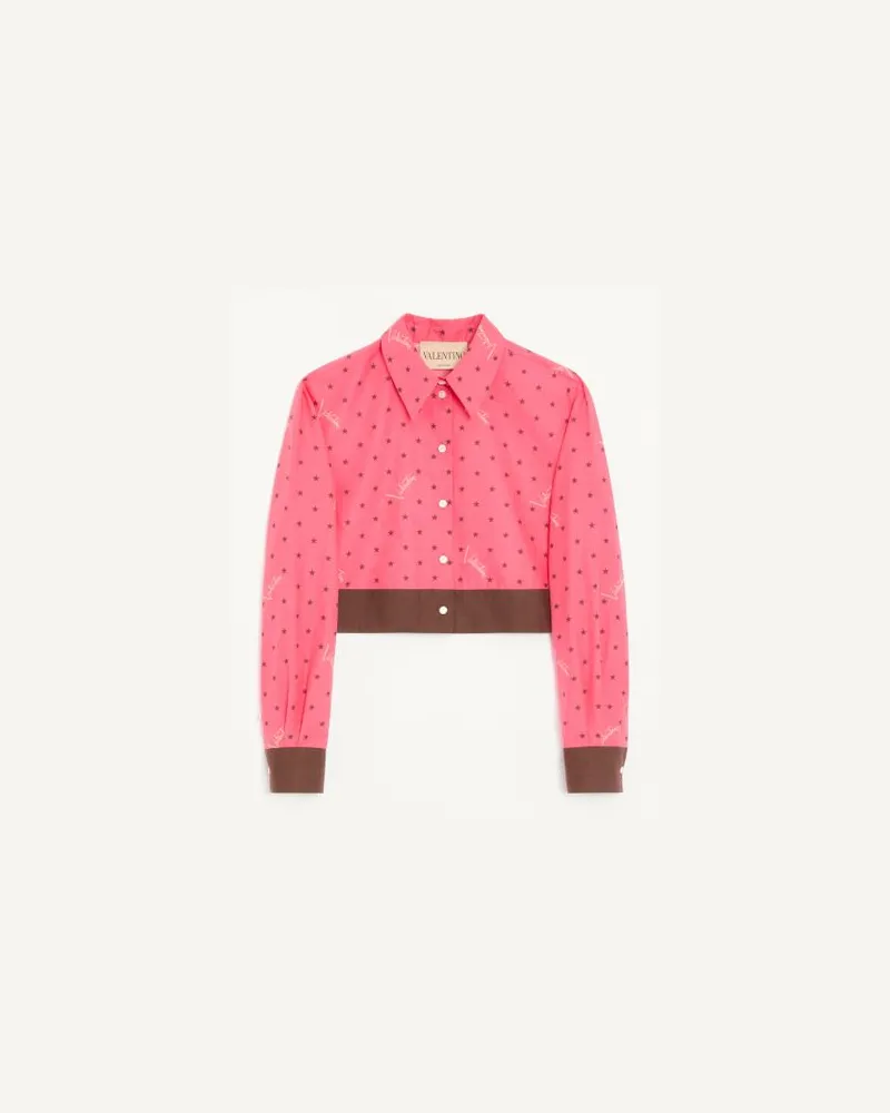 Valentino Garavani Camicia In Mussola Stampa Stelline Starry Donna CORALLO/CHOCOLATE Corallo