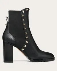 Valentino Garavani STIVALETTO ROCKSTUD IN VITELLO GRANATO 80MM Donna NERO Nero