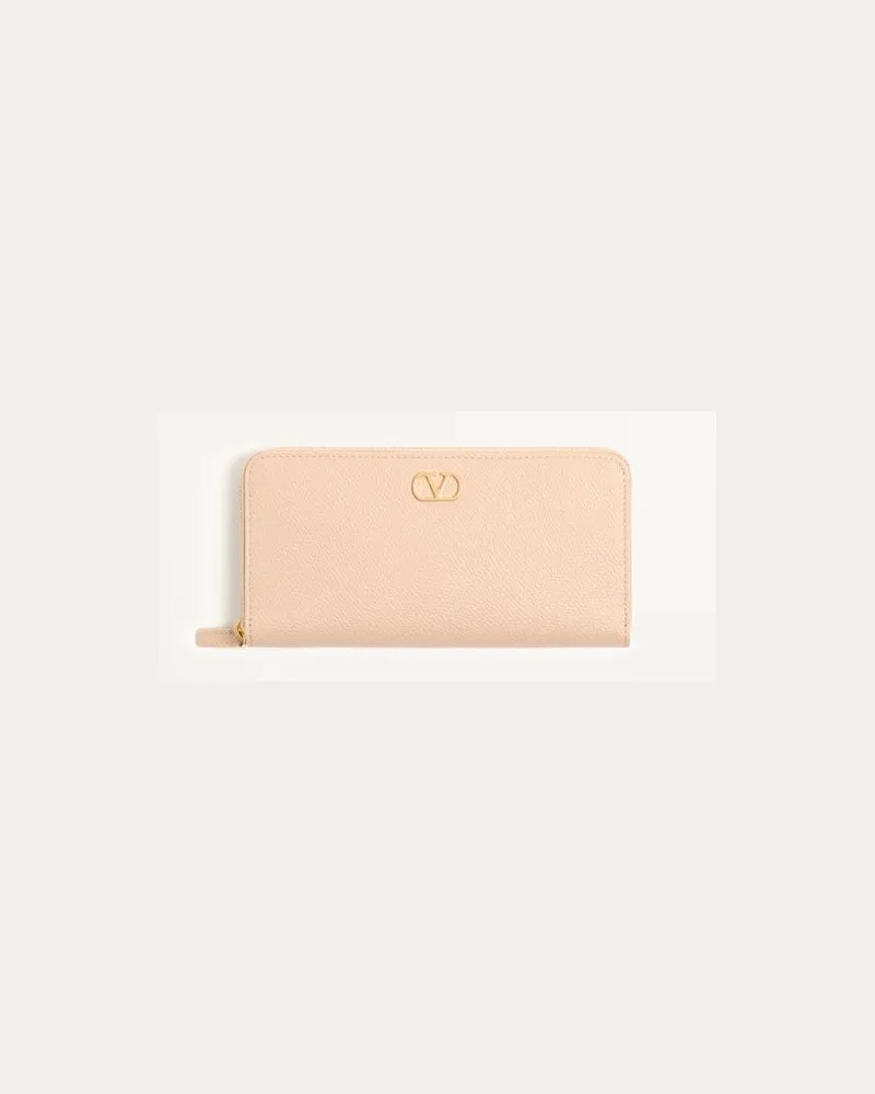 Valentino Garavani Portafoglio con zip VLogo Signature in Vitello Granato Donna ROSA Rosa