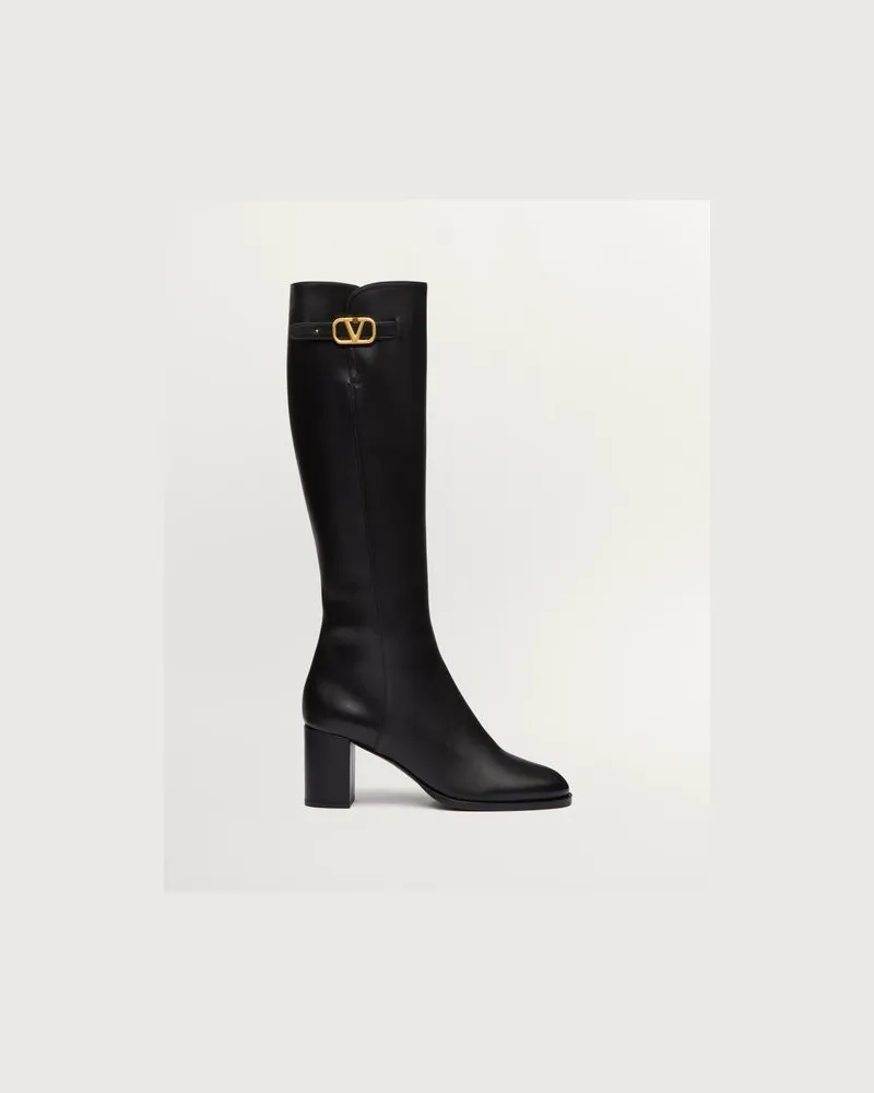Valentino Garavani STIVALE VLOGO SIGNATURE IN VITELLO 70MM Donna NERO Nero