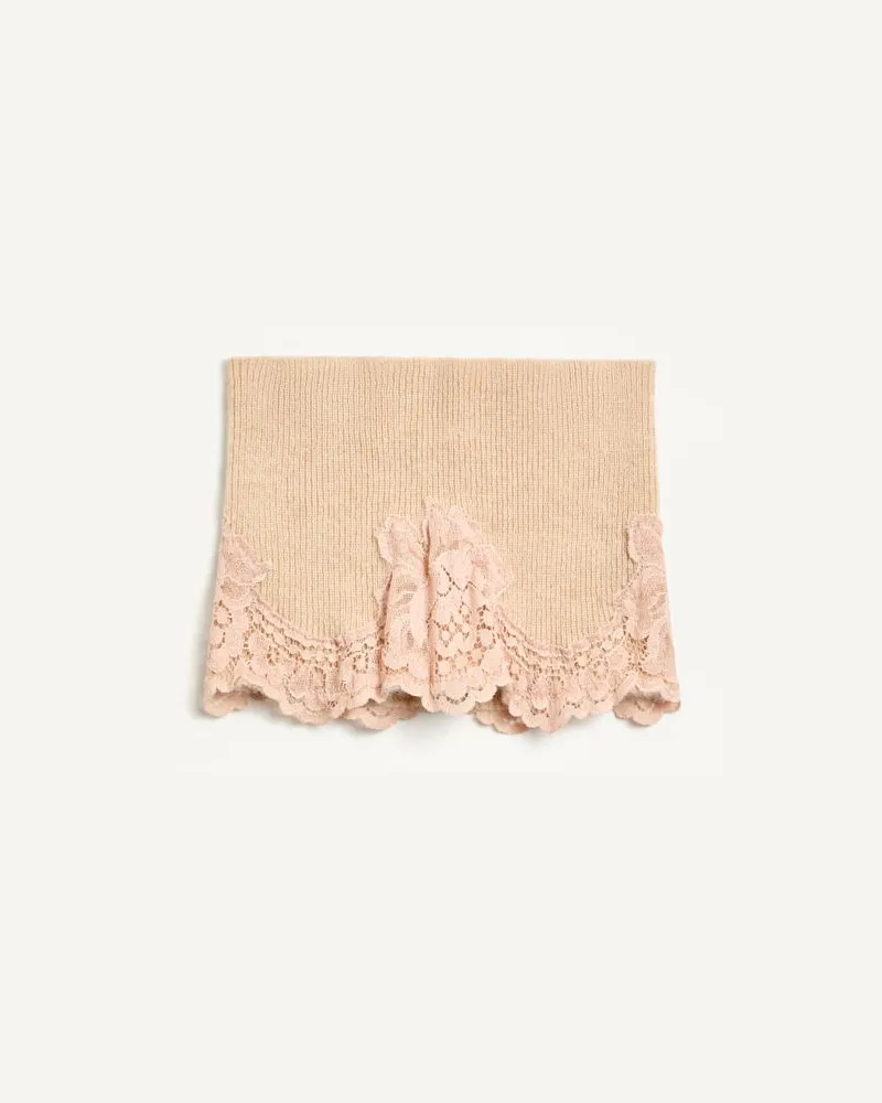 Valentino Garavani Fascia VLogo Signature In Cachemire E Pizzo Donna ALABASTER Alabaster