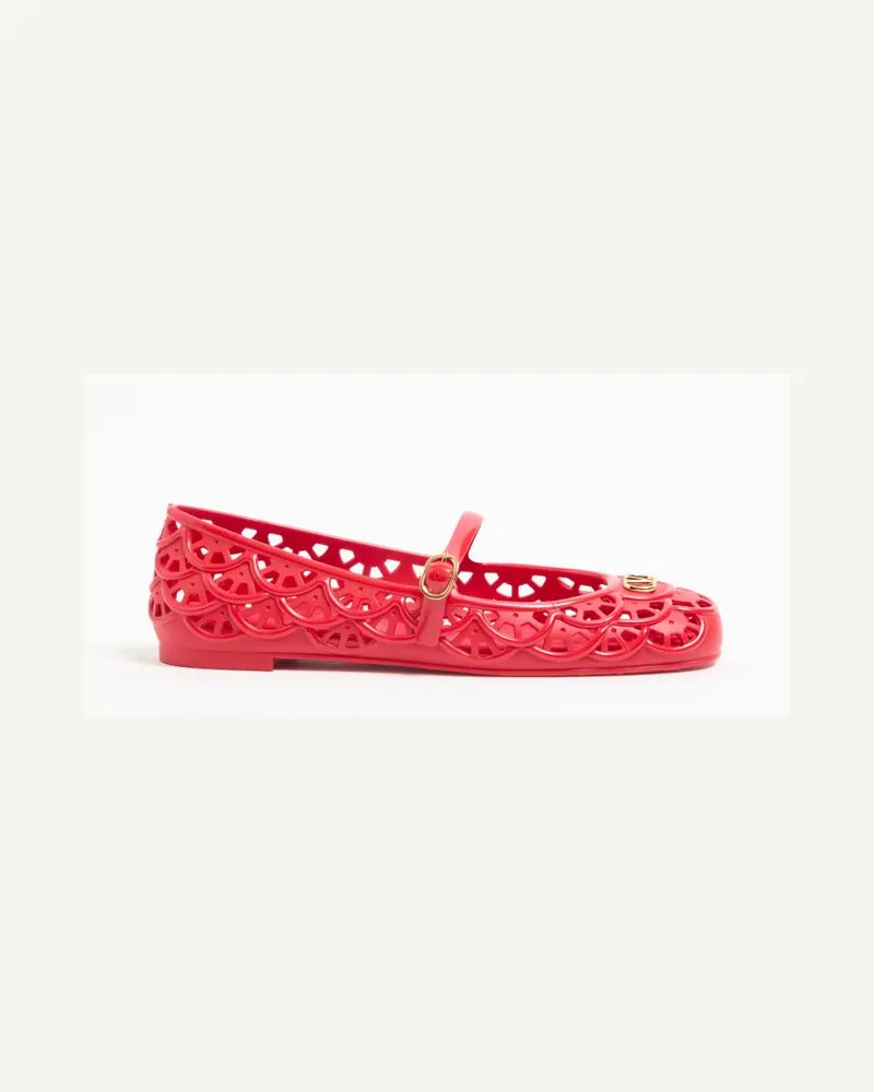 Valentino Garavani Ballerina Ondette In Gomma Con Motivo Scallops 05mm Donna CORALLO Corallo