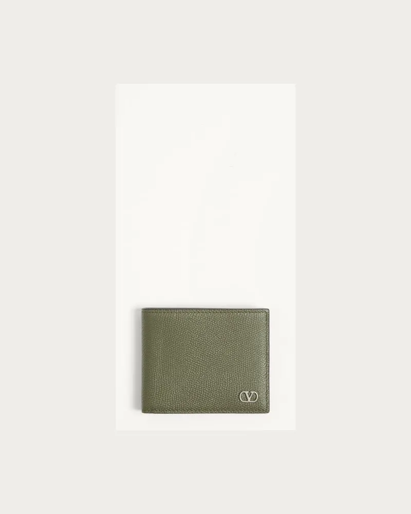 Valentino Garavani Portafoglio Valentino Garavani VLogo Signature In Vitello Granato Uomo VERDE MILITARE Verde