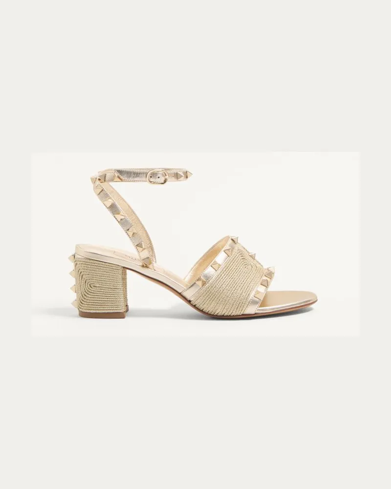 Valentino Garavani Sandalo Rockstud In Nappa Laminata Con Ricamo Cornely 60Mm Donna PLATINO Platino