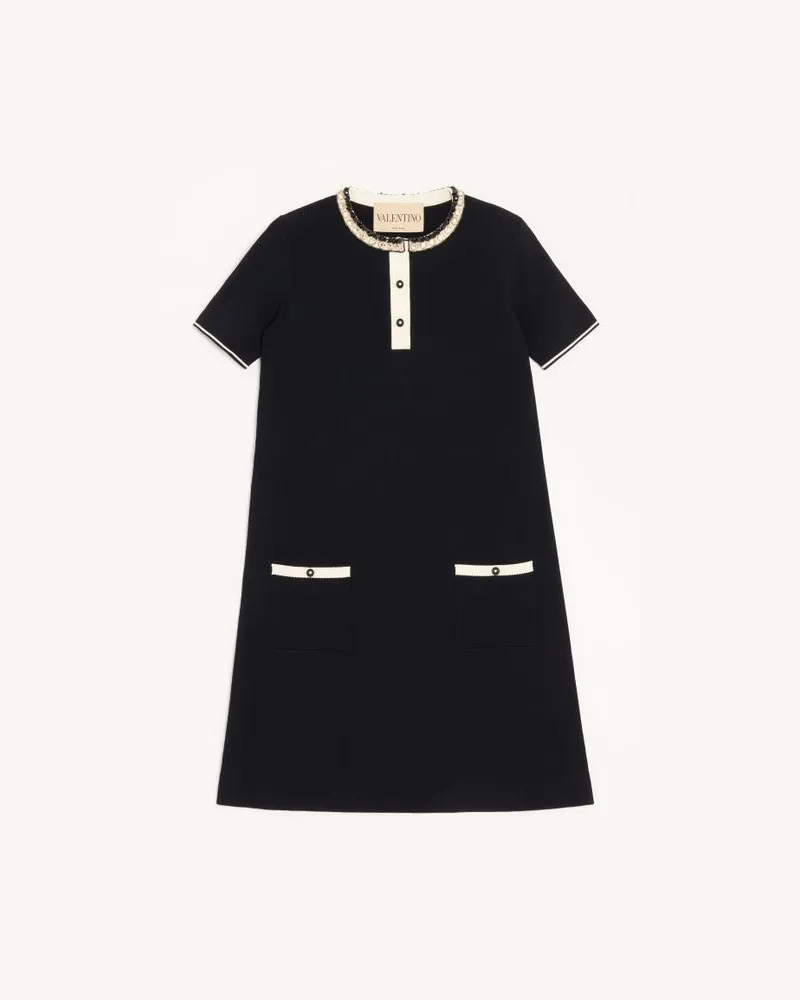 Valentino Garavani Abito In Stretch Viscose Ricamato Donna NERO Nero