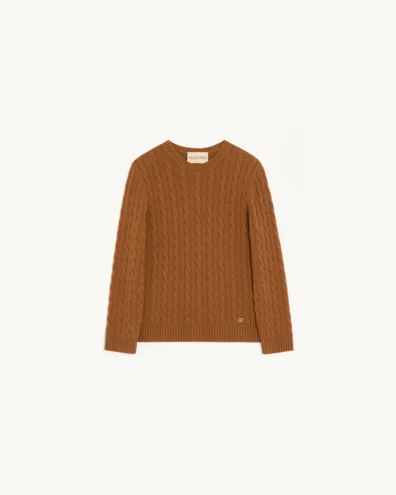 Valentino Garavani Maglia In Cashmere Donna CUOIO Cuoio