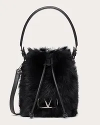 Valentino Garavani MINI BORSA A SECCHIELLO VLOGO SIGNATURE IN MONTONE Donna NERO Nero