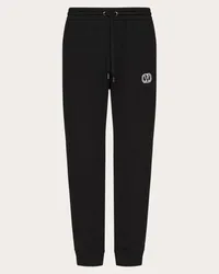 Valentino Garavani PANTALONE DA JOGGING IN COTONE TECNICO CON PATCH VLOGO SIGNATURE Uomo NERO Nero