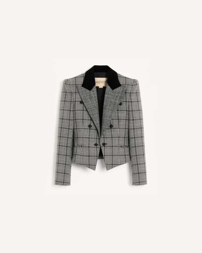 Valentino Garavani Giacca In Lana Motivo Check Donna GRIGIO Grigio