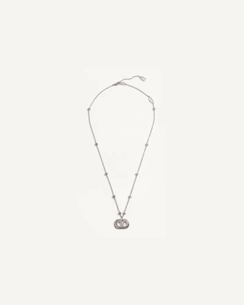 Valentino Garavani Collana Vlogo Signature In Metallo, Perle E Cristalli Swarovski® Donna RHODIUM UNI 