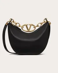 Valentino Garavani MINI HOBO VLOGO MOON BAG IN NAPPA CON CATENA Donna NERO Nero