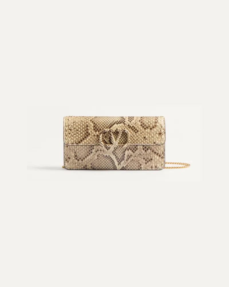 Valentino Garavani Portafoglio Con Catena VLogo Signature In Pitone Donna CREMA Crema