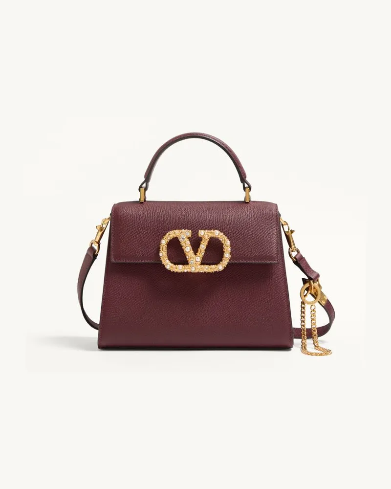 Valentino Garavani Borsa A Mano Piccola Valentino Garavani Vsling In Vitello Granato Con Logo Gioiello Donna ROSEWOOD Rosewood