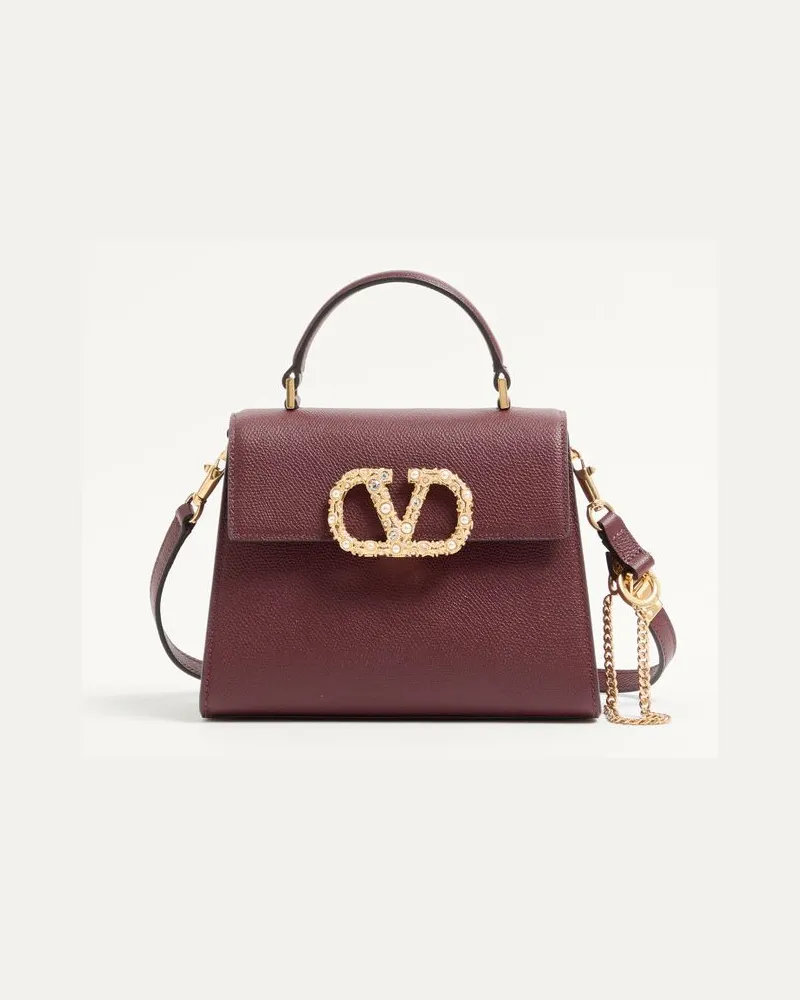 Valentino Garavani Borsa A Mano Piccola Valentino Garavani Vsling In Vitello Granato Con Logo Gioiello Donna ROSEWOOD Rosewood