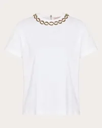 Valentino Garavani T-SHIRT IN COTTON JERSEY RICAMATA Donna BIANCO Bianco