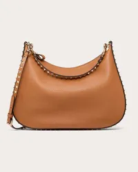 Valentino Garavani HOBO GARAVANI ROCKSTUD IN VITELLO GRANATO Donna MANDORLA Mandorla