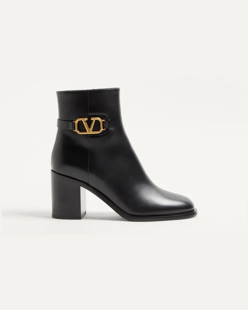 Valentino Garavani Stivaletto Vlogo Signature In Vitello 75Mm Donna NERO Nero