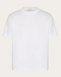 Valentino Garavani T-SHIRT GIROCOLLO IN COTONE CON STAMPA VALENTINO Uomo BIANCO Bianco